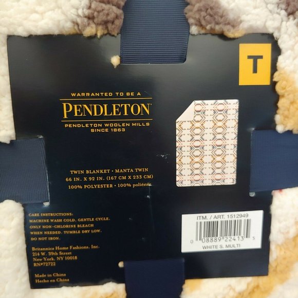 NEW Pendleton Sherpa Fleece Twin Blanket White San - Picture 3 of 3